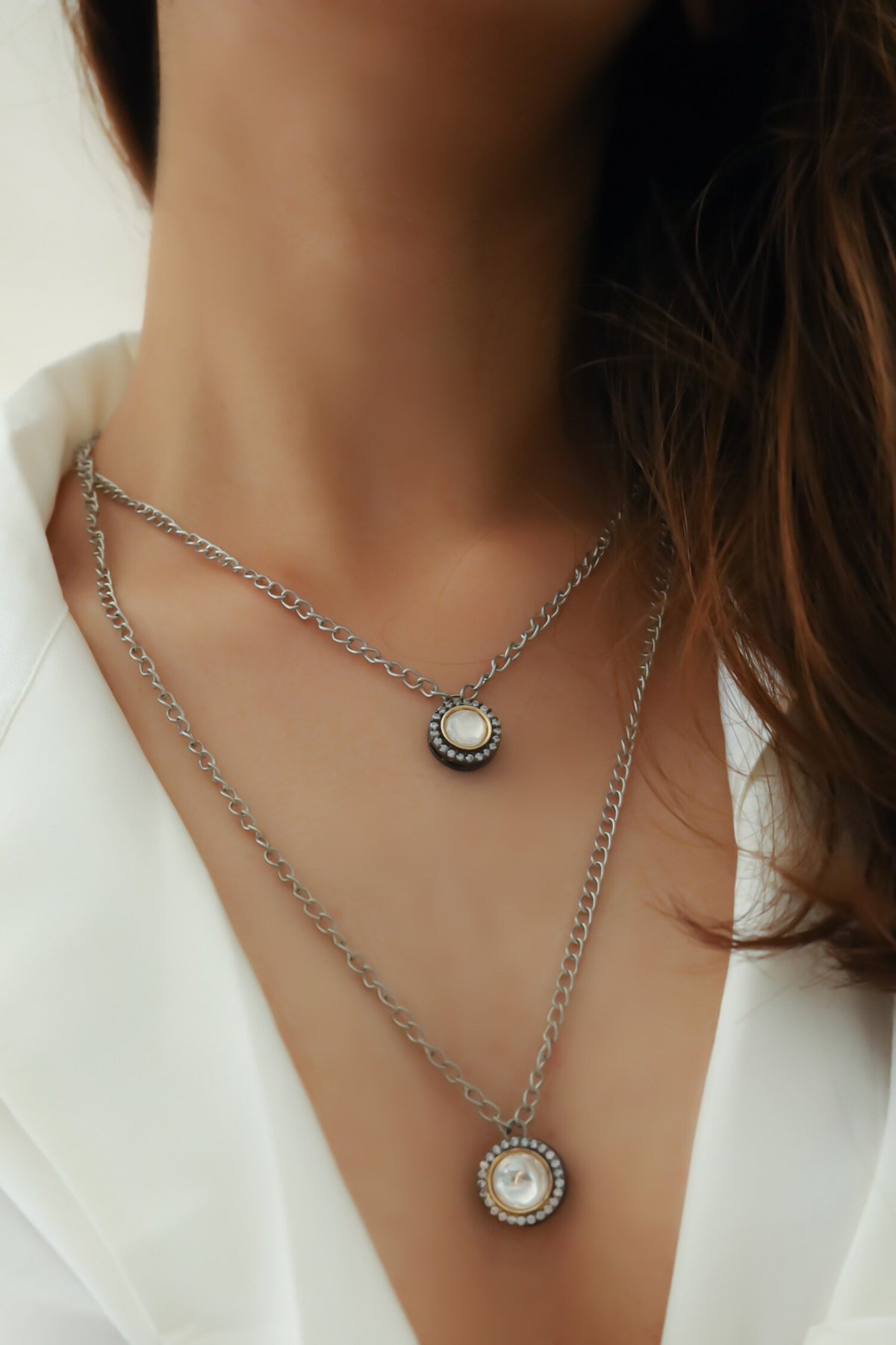 Polki Embellished Layered Pendant Necklace 