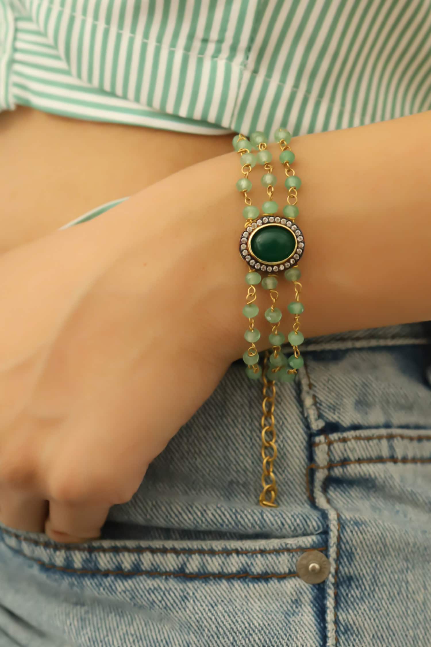 Onyx Stone Studded Bracelet 