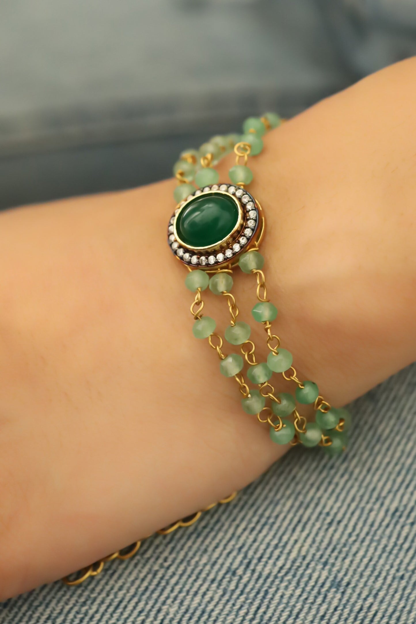 Onyx Stone Studded Bracelet 