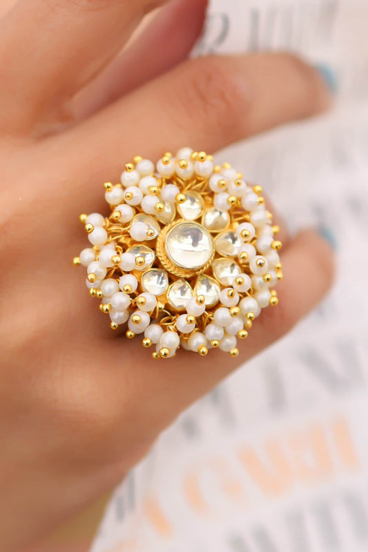 Kundan & Pearl Embellished Ring 