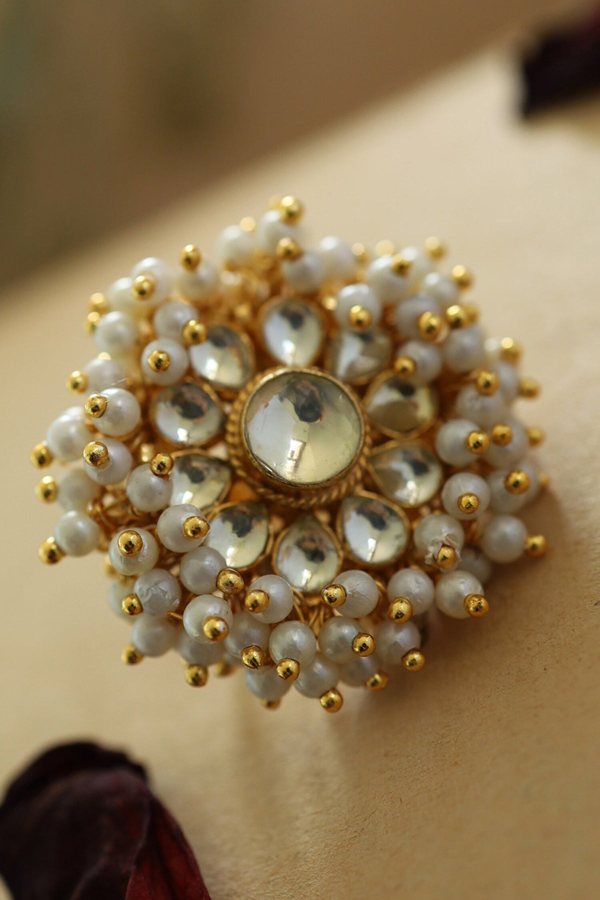 Kundan & Pearl Embellished Ring 