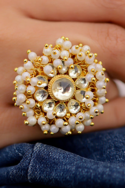 Kundan & Pearl Embellished Ring 