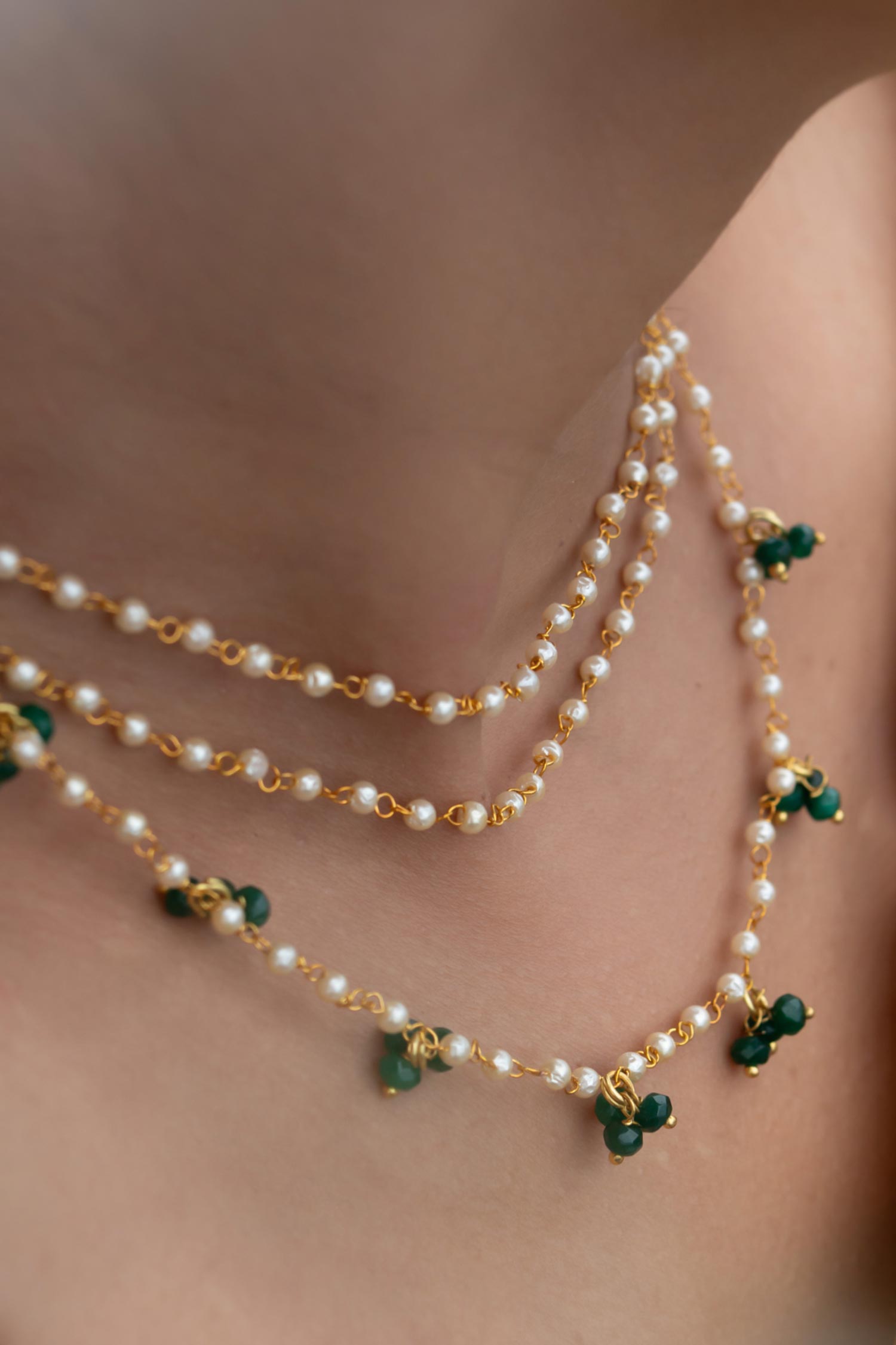 Pearl Studded Layered Necklace 