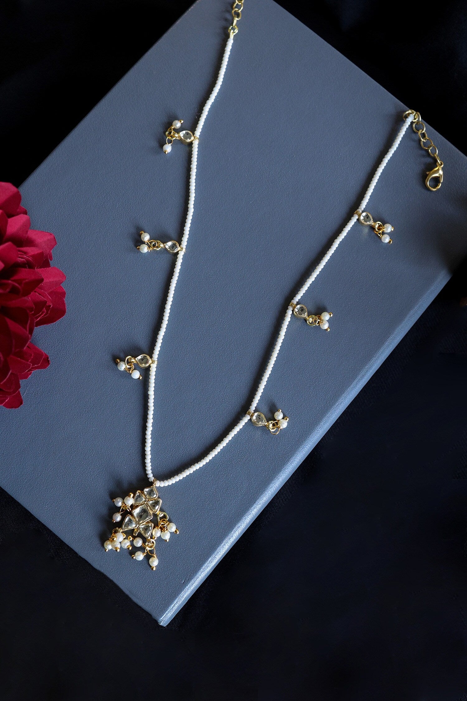 Kundan & Pearl Embellished Necklace 