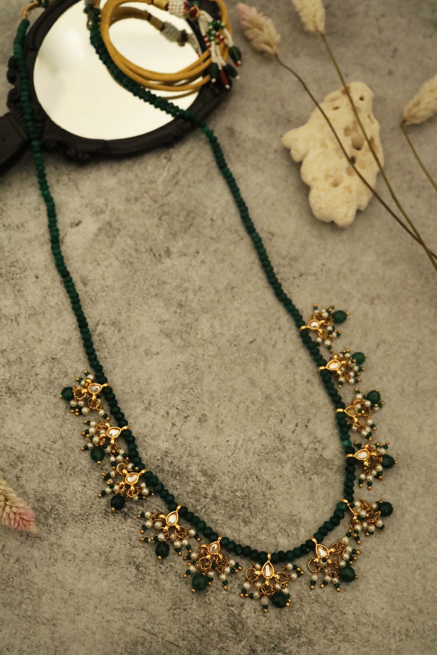 Onyx Stone Studded Necklace 