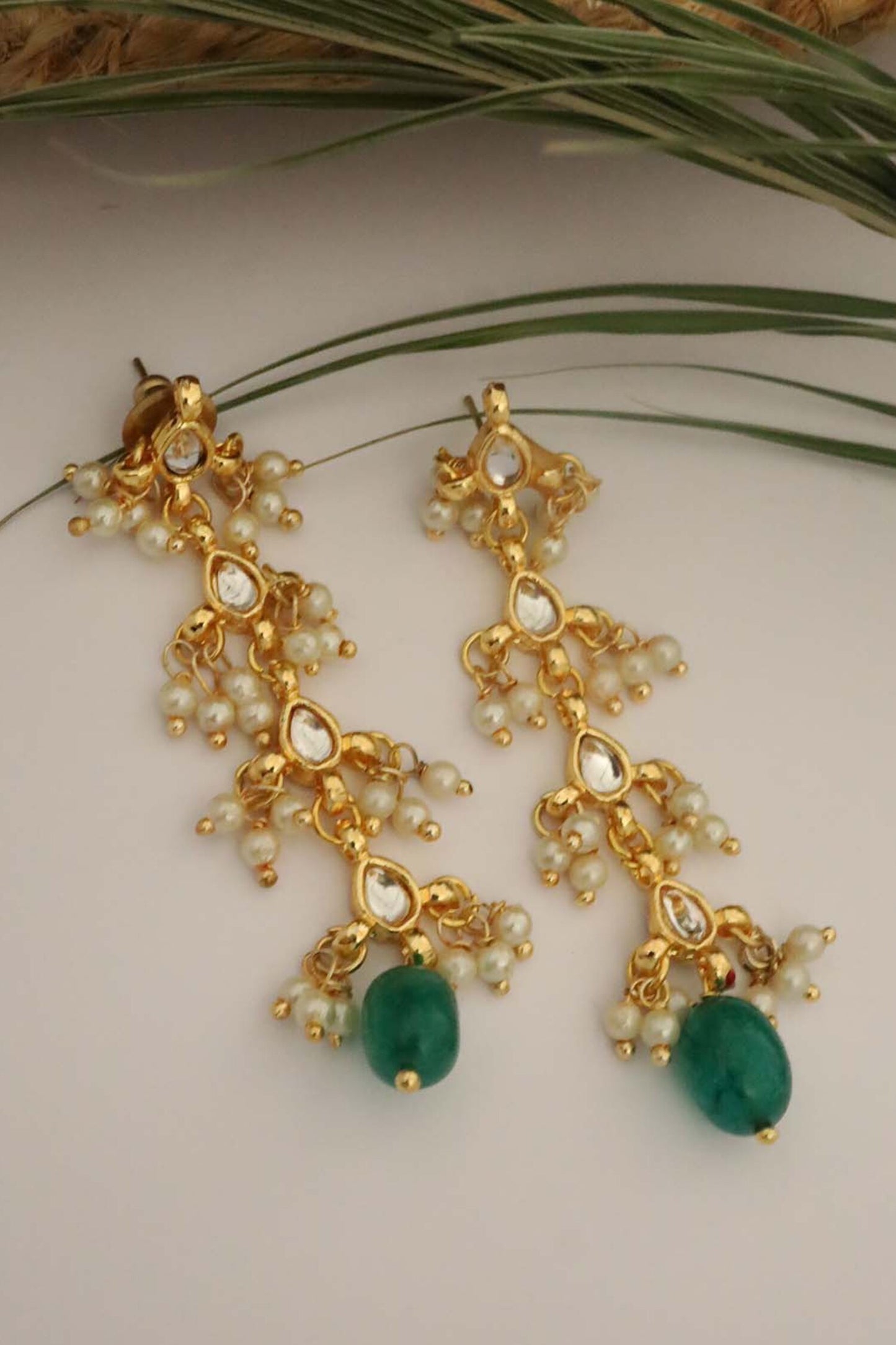 Clover Bloom Kundan Embellished Danglers 