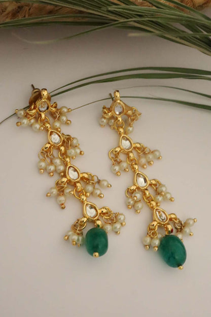 Clover Bloom Kundan Embellished Danglers 