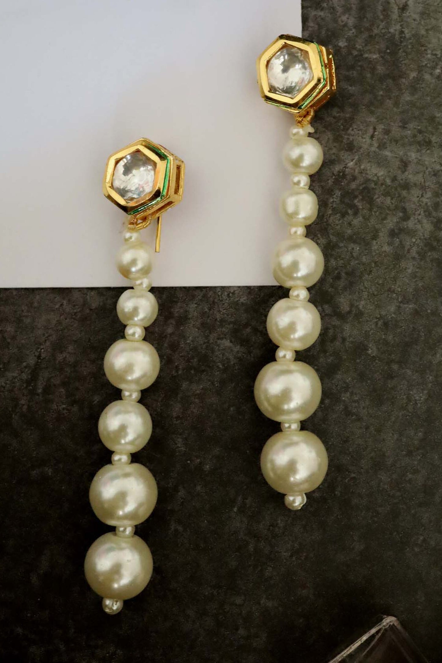 Kundan Stud Pearl Drop Danglers 