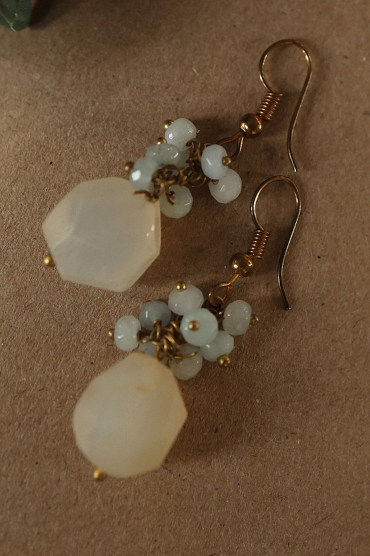 Natural Stone & Onyx Embellished Drop Earrings 