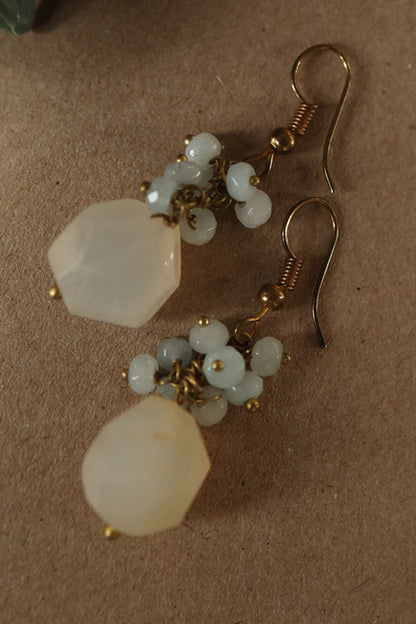 Natural Stone & Onyx Embellished Drop Earrings 