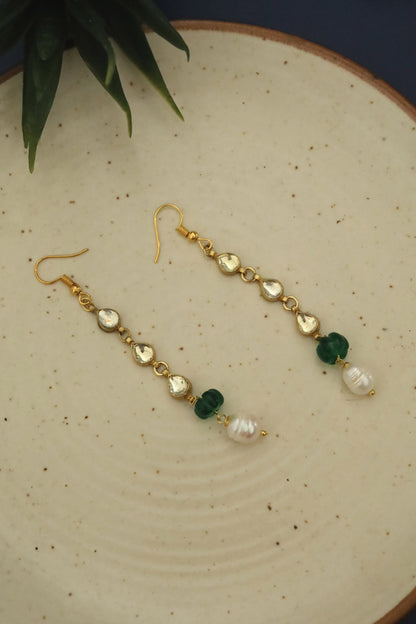 Teardrop Vine Kundan Embellished Danglers 