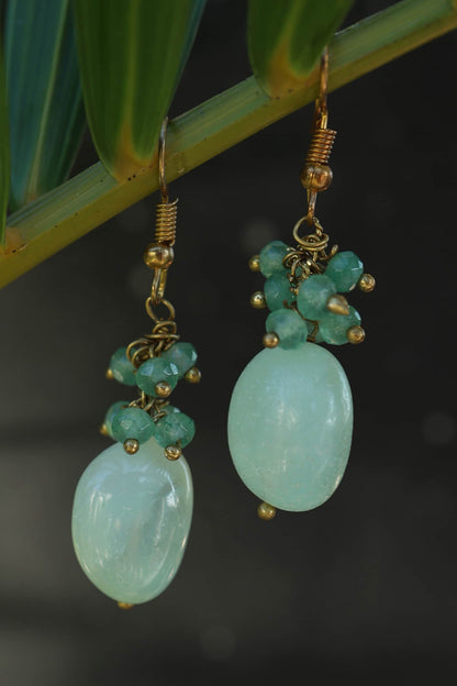 Natural Stone & Clustered Onyx Encrusted Earrings 