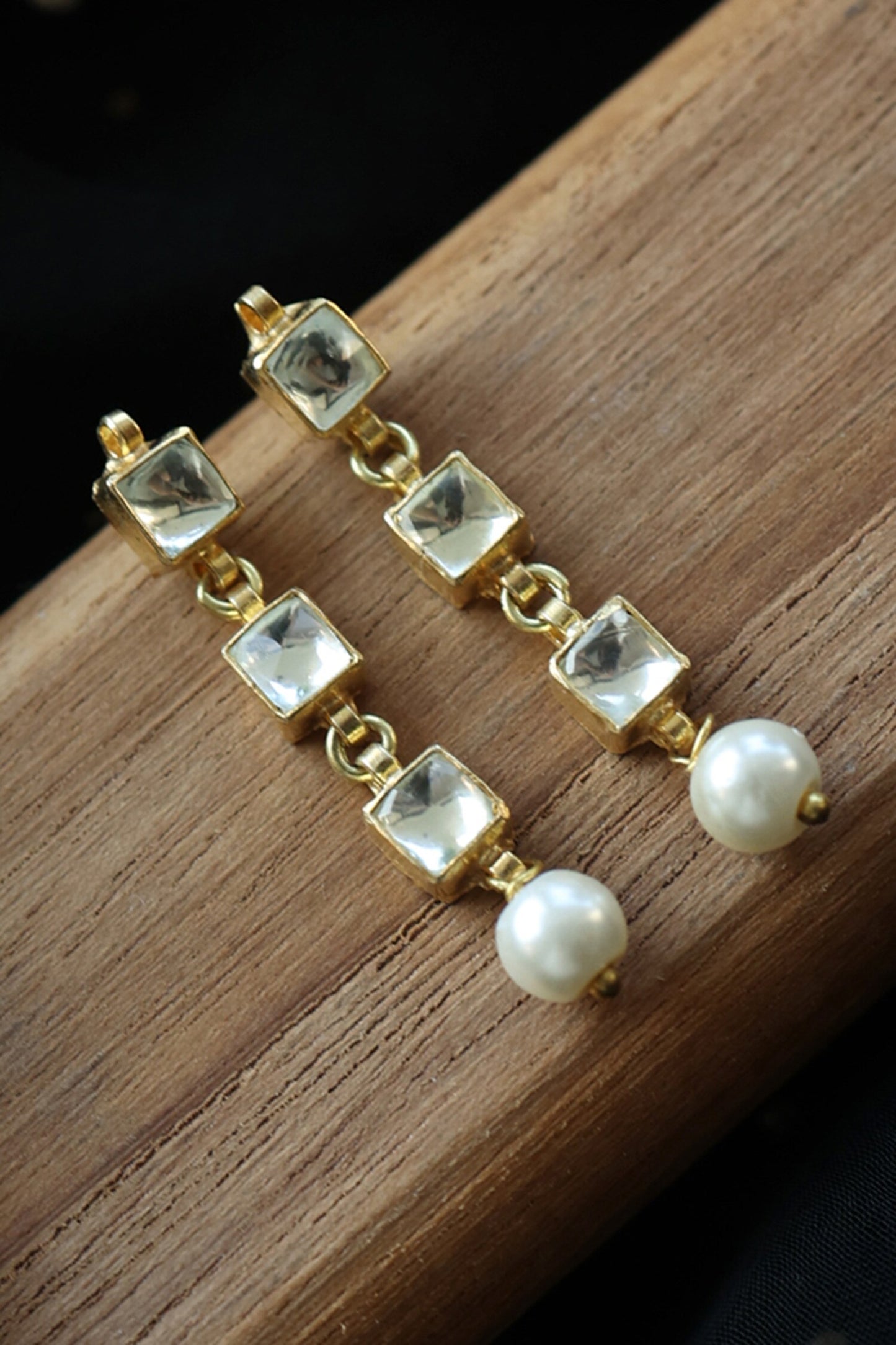 Ditsy Quad Embellished Pearl Drop Earrings 