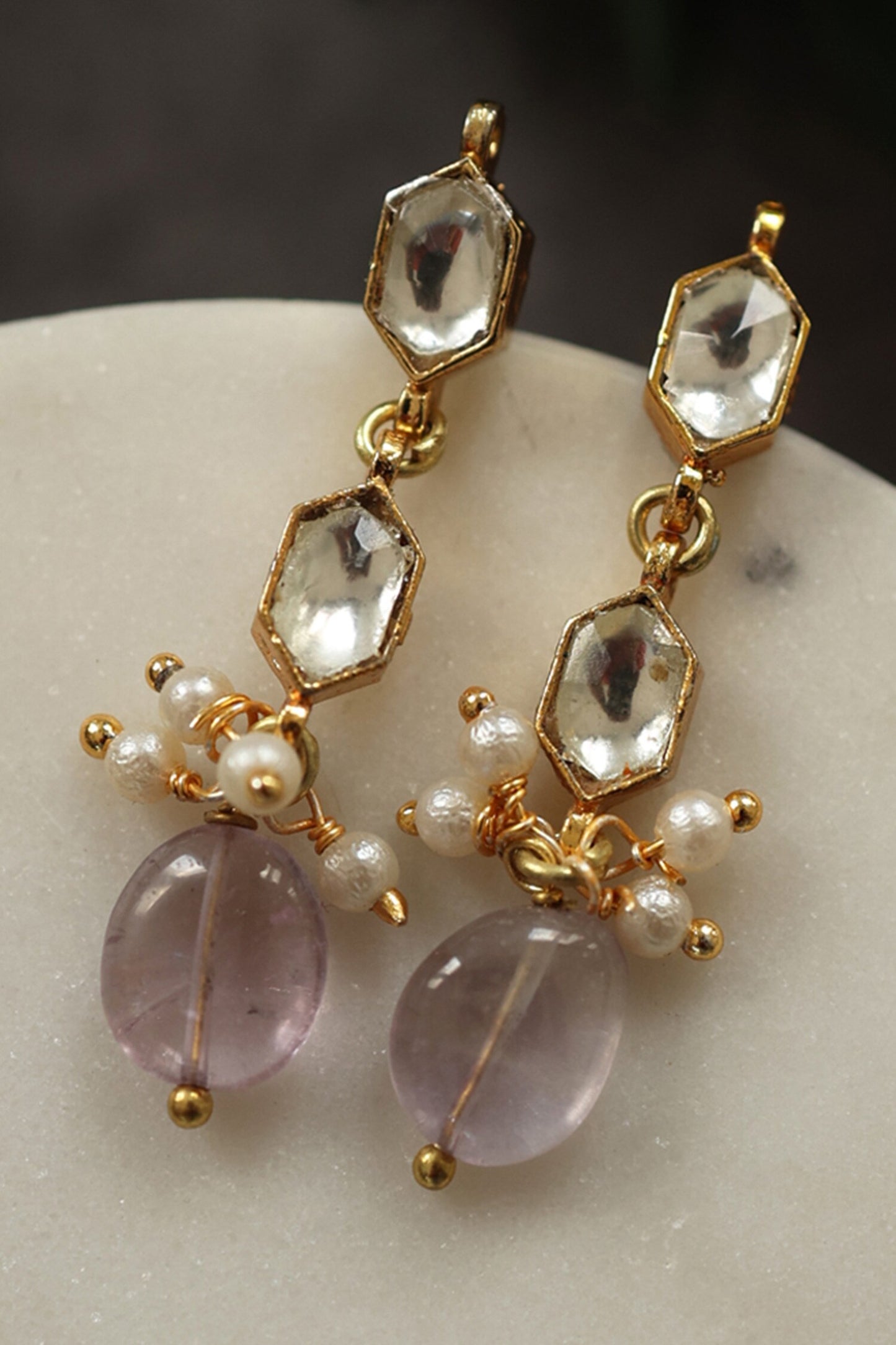 Tinisha Geometric Kundan Vine Earrings 