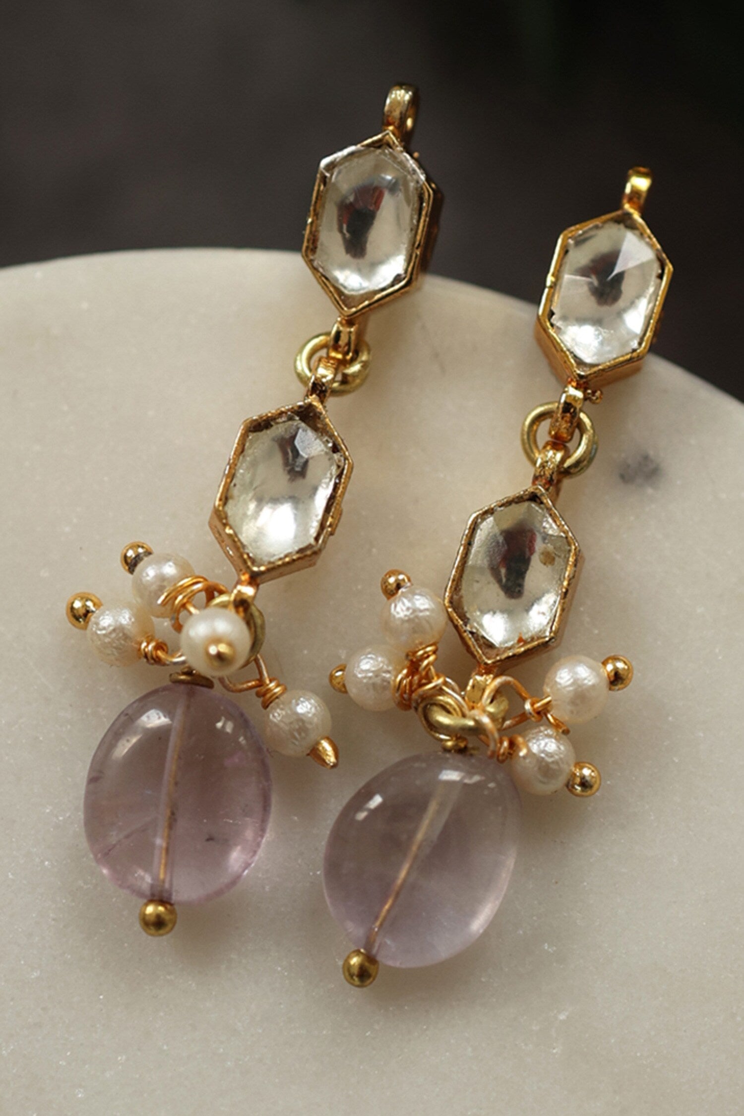 Tinisha Geometric Kundan Vine Earrings 