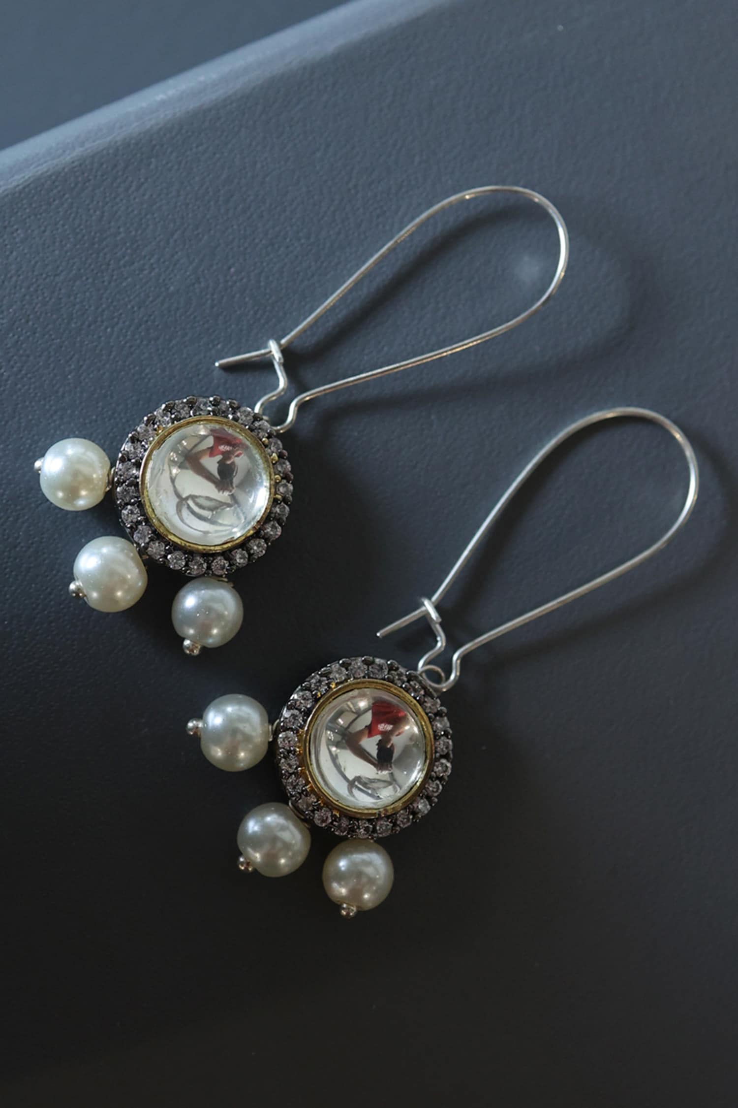 Victorian Polki Pearl Drop Earrings 