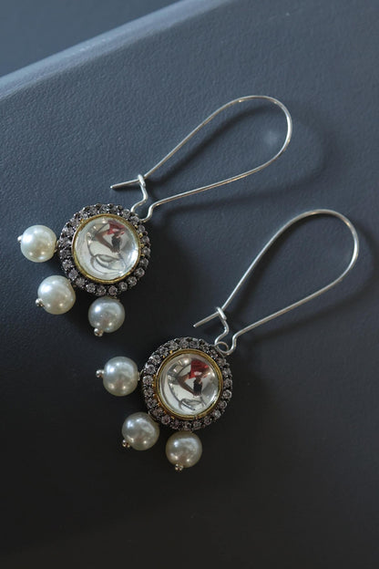 Victorian Polki Pearl Drop Earrings 