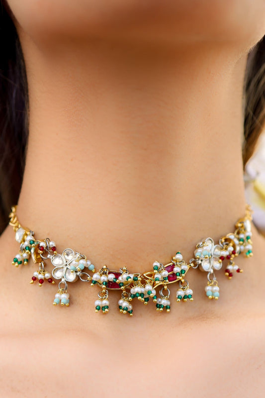 Kundan & Pearl Embellished Choker Necklace 