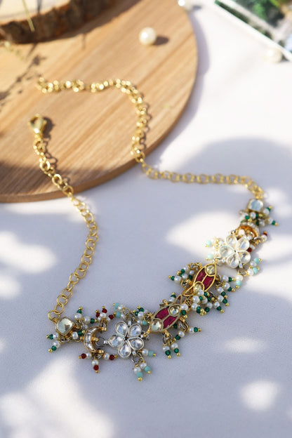 Kundan & Pearl Embellished Choker Necklace 