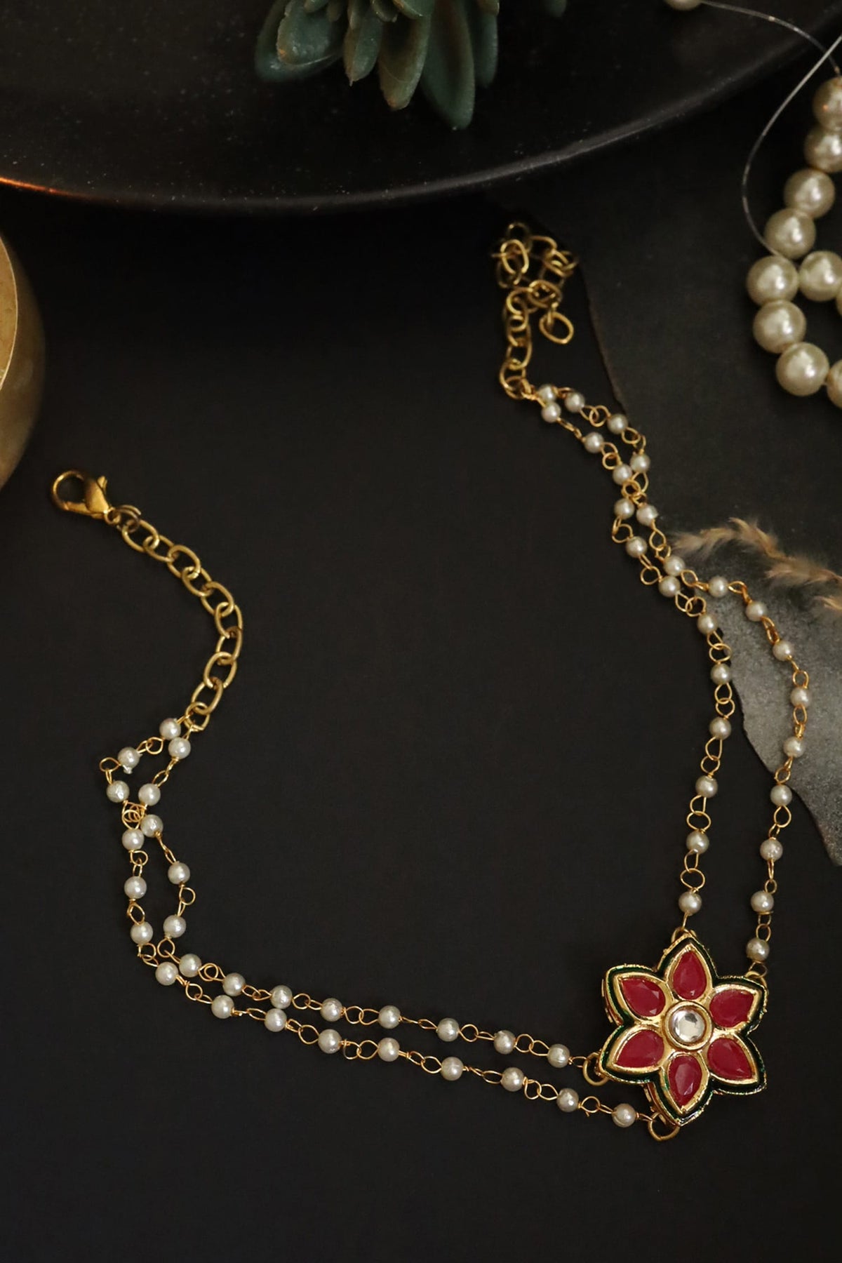 Floral Kundan Choker Necklace 