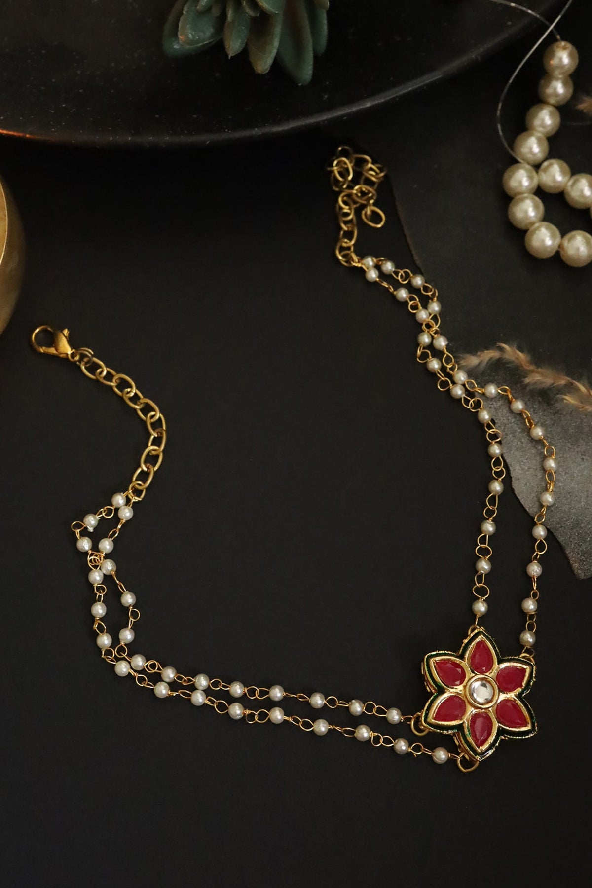 Floral Kundan Choker Necklace 