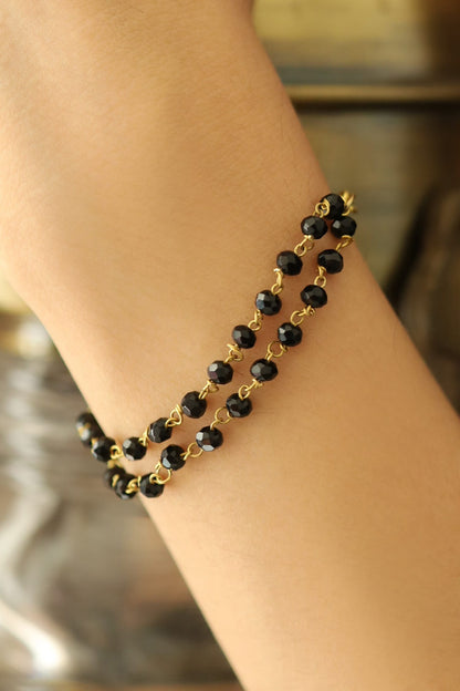 Onyx Embellished Double Layered Bracelet 