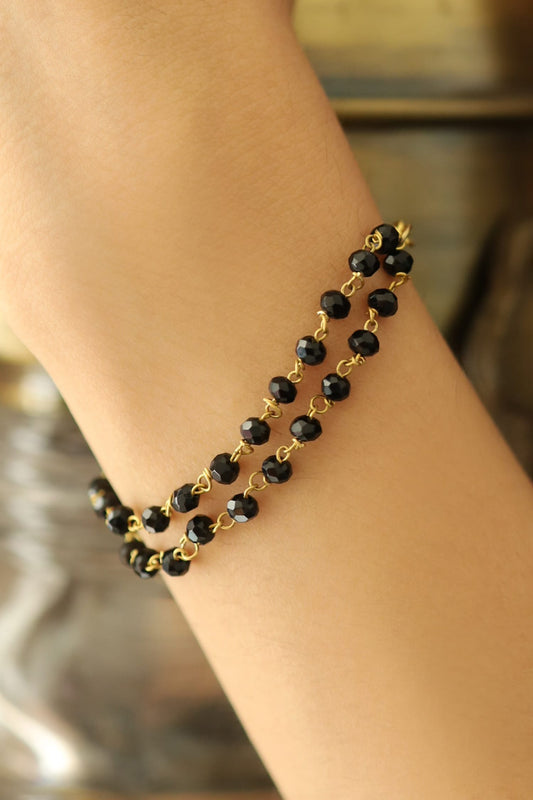 Onyx Embellished Double Layered Bracelet 