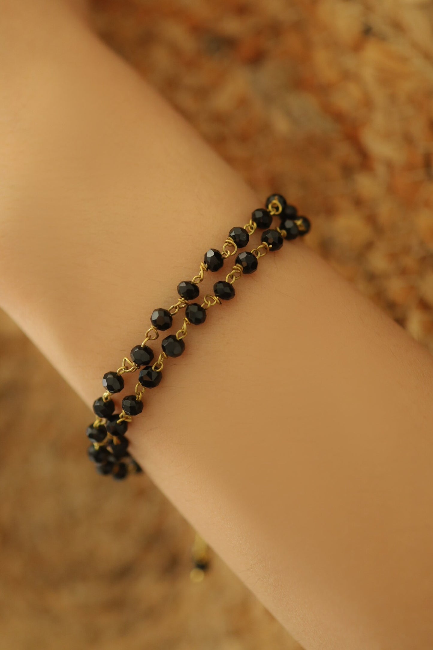 Onyx Embellished Double Layered Bracelet 