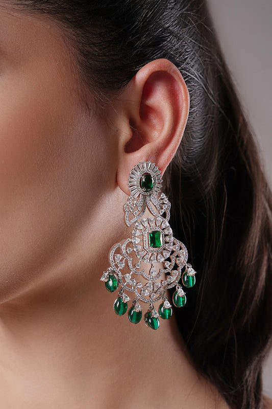Floret Carved Stone Embellished Earrings 