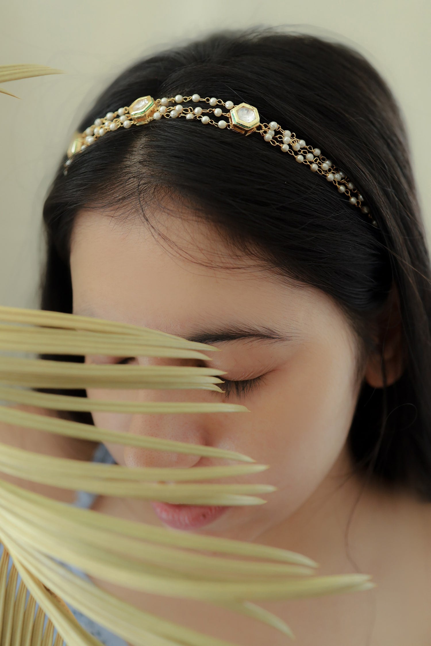 Kundan Pearl Head Band 