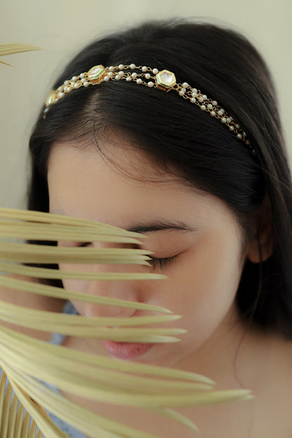 Kundan Pearl Head Band 