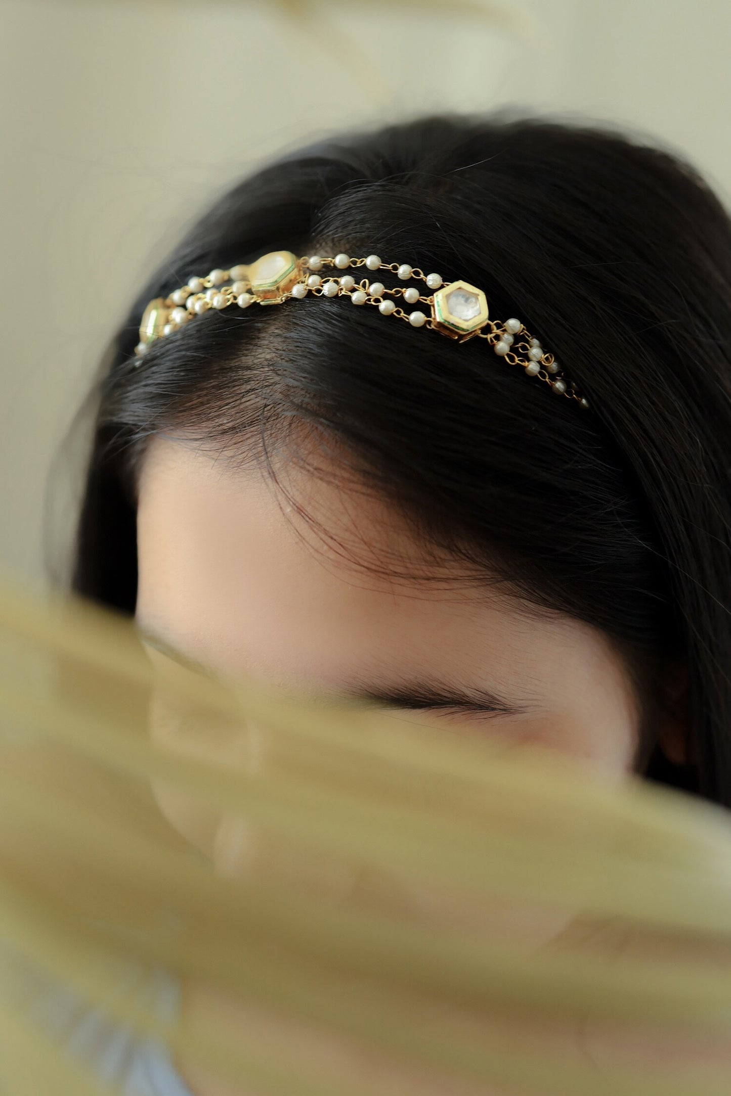 Kundan Pearl Head Band 