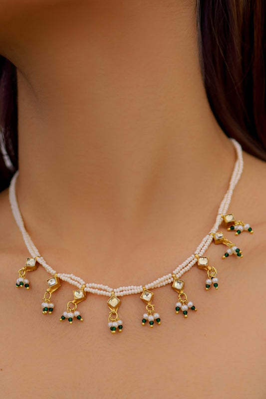 Kundan Diamond Motif Tassel Necklace 