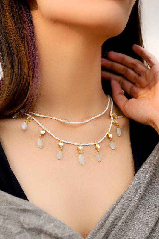 Kundan Stone Drop Necklace 