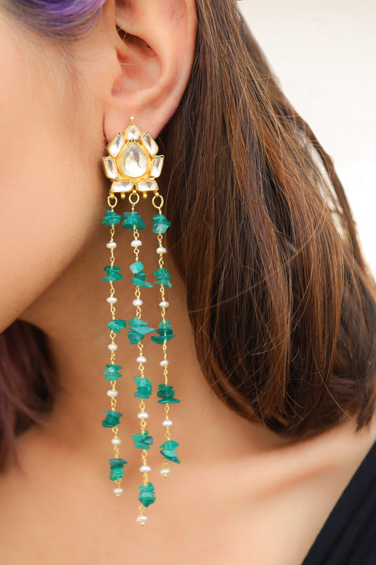 Kundan Stone Tassel Earrings 