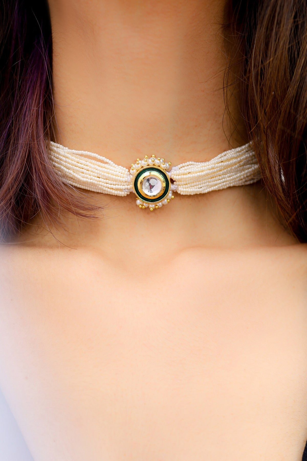 Kundan Pearl Multi Choker 