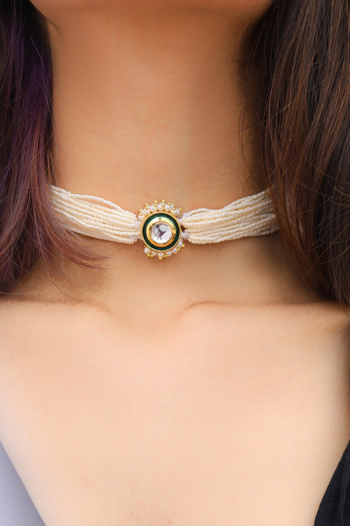 Kundan Pearl Multi Choker 