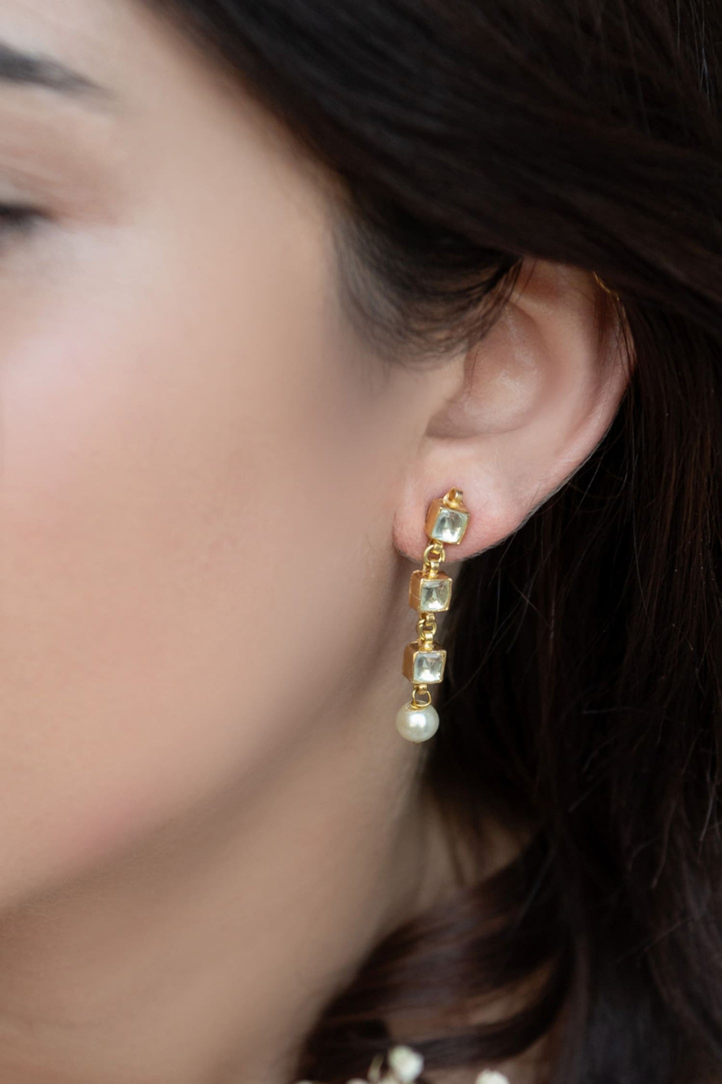 Ditsy Quad Embellished Pearl Drop Earrings 