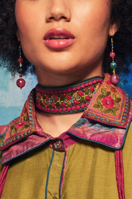 Zuri Aari Bloom Embroidered Choker 