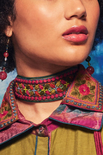 Zuri Aari Bloom Embroidered Choker 