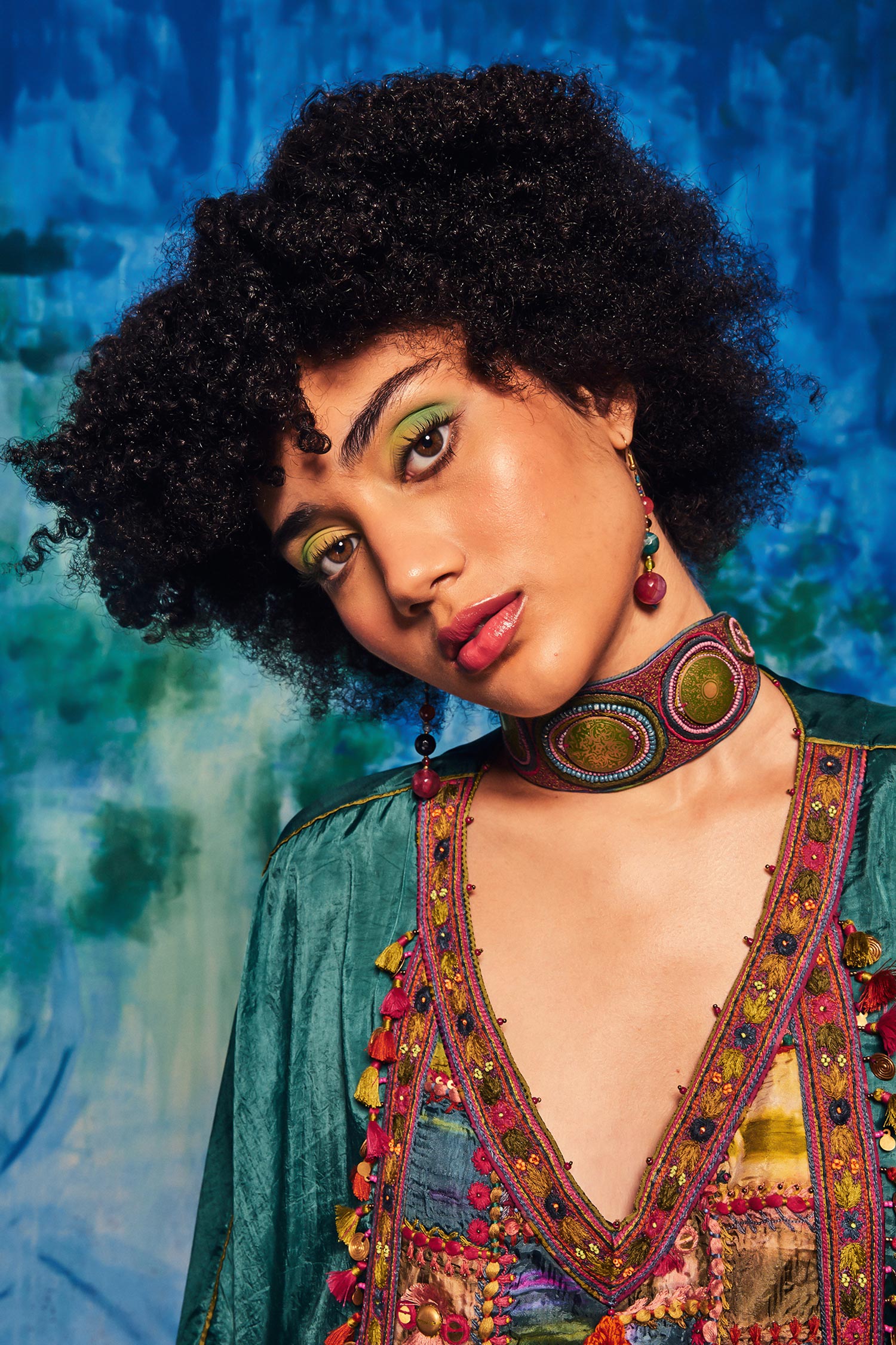 Aari & Bead Embellished Leaf Choker 