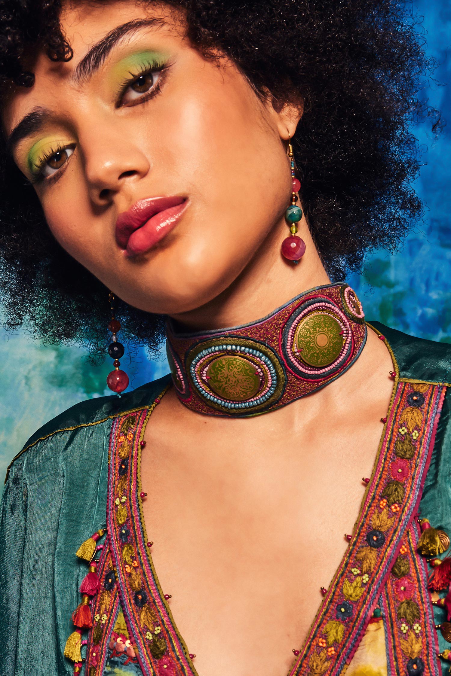 Aari & Bead Embellished Leaf Choker 