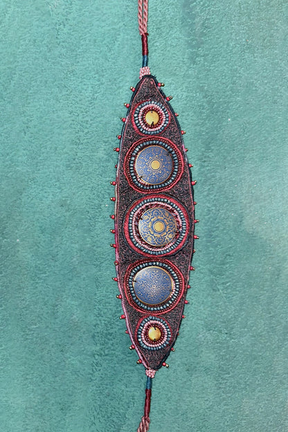 Aari & Bead Embellished Leaflet Choker 