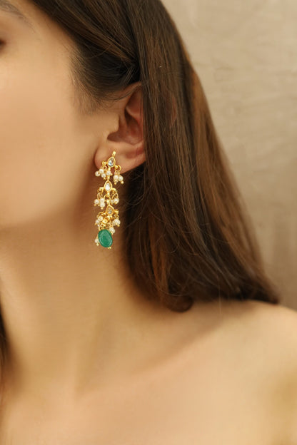 Clover Bloom Kundan Embellished Danglers 