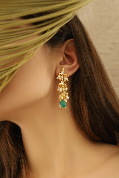 Clover Bloom Kundan Embellished Danglers 