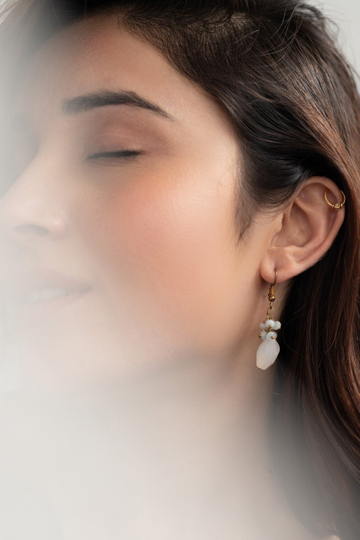 Natural Stone & Onyx Embellished Drop Earrings 