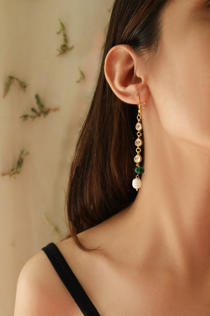 Teardrop Vine Kundan Embellished Danglers 