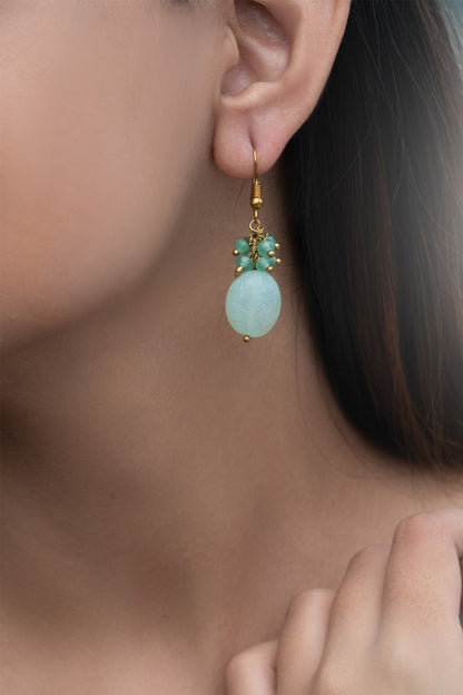 Natural Stone & Clustered Onyx Encrusted Earrings 