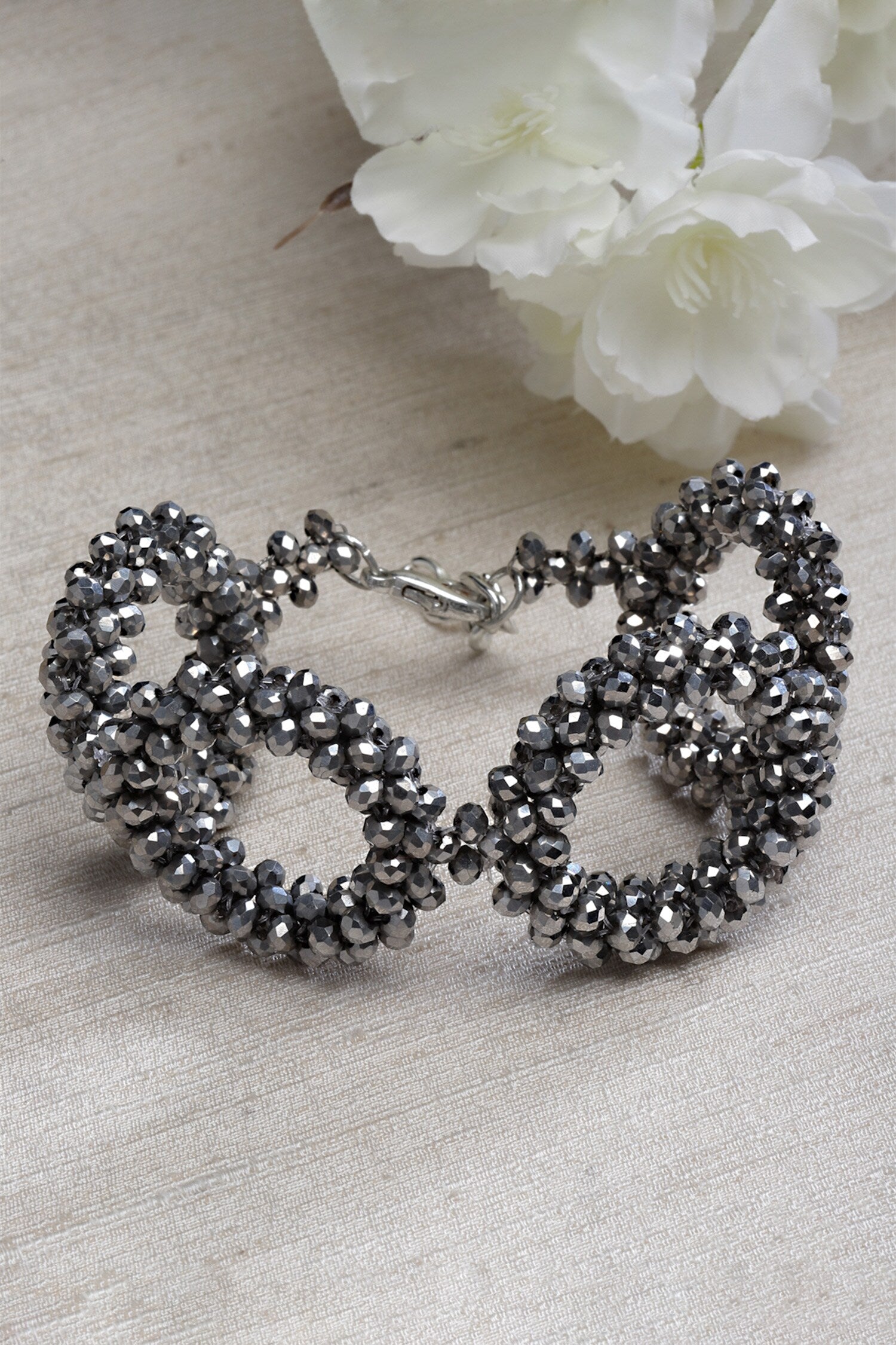 Crystal Bead Embellished Loop Bracelet 