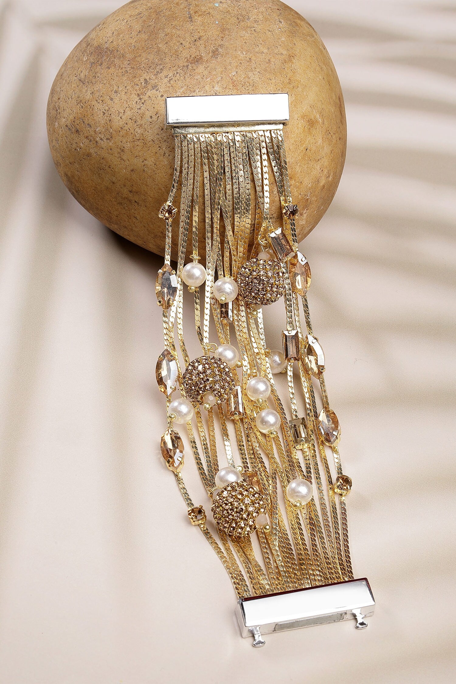 Multi Row Crystal Stacked Bracelet 